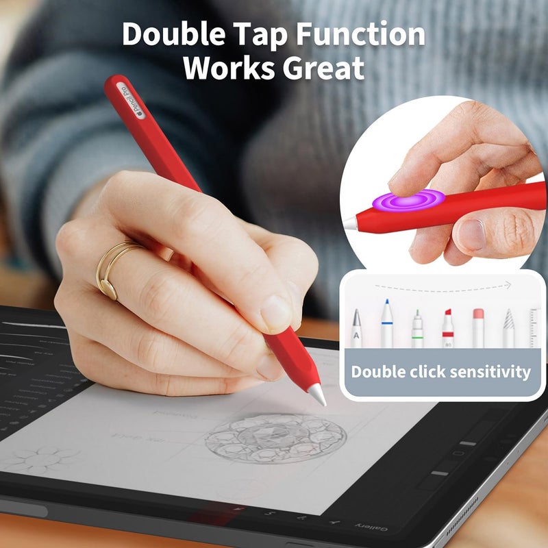 AKSHFETH Ultra Thin Protective Pencil Cover for Apple Pencil Pro &Apple Pencil 2nd Gen Silicone Case Sleeve Compatible with Apple Pencil Pro (red) - Image 5